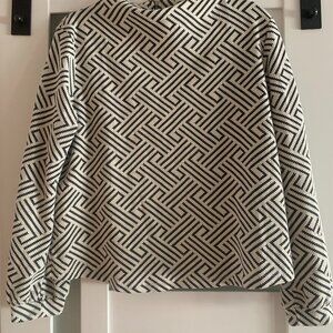 Unique W5 Black and White Structured Geometric Blouse - Size M